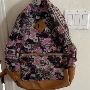 Camouflage Backpack with Tan Accents